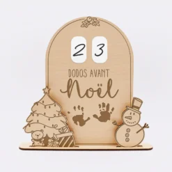 Sale HappyBulle Calendrier de l'avent personnalisé compte à rebours Noël magique bois gravé