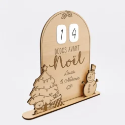 Sale HappyBulle Calendrier de l'avent personnalisé compte à rebours Noël magique bois gravé