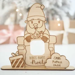 New HappyBulle Calendrier de l'avent personnalisé compte à rebours Père Noël bois gravé