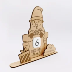 New HappyBulle Calendrier de l'avent personnalisé compte à rebours Père Noël bois gravé