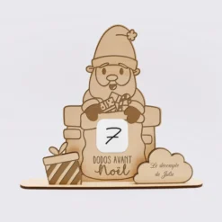 New HappyBulle Calendrier de l'avent personnalisé compte à rebours Père Noël bois gravé