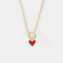 Discount HappyBulle Chaîne coeur émail rouge plaqué or