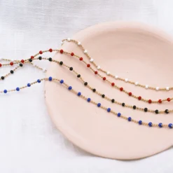 Discount HappyBulle Chaîne plaqué or perles colorées