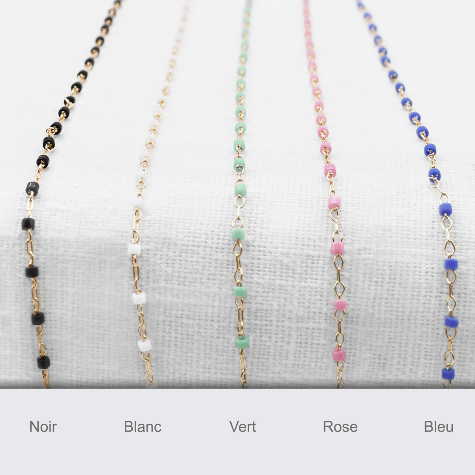 HappyBulle Chaîne plaqué or perles de Miyuki colorées