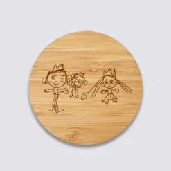 New HappyBulle Chargeur à induction personnalisé bambou gravé 9x9 cm