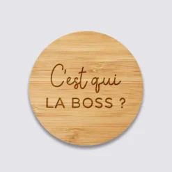New HappyBulle Chargeur à induction personnalisé bambou gravé 9x9 cm