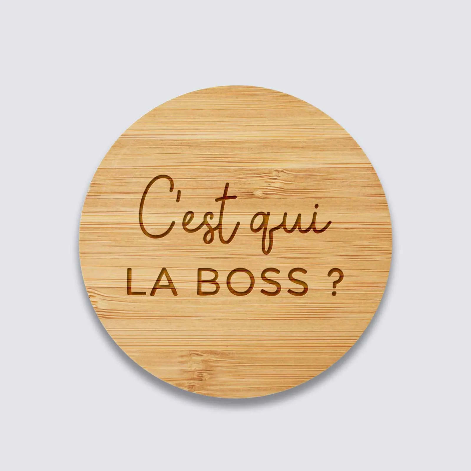 New HappyBulle Chargeur à induction personnalisé bambou gravé 9x9 cm