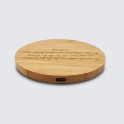 New HappyBulle Chargeur à induction personnalisé bambou gravé 9x9 cm