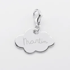 New HappyBulle Charm gravé argent nuage 20x14 mm - Nos petits imparfaits