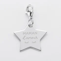 Outlet HappyBulle Charm gravé argent étoile 20x20 mm