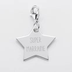 Outlet HappyBulle Charm gravé argent étoile 20x20 mm