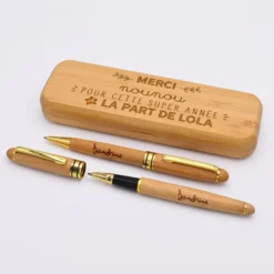 Clearance HappyBulle Coffret bambou personnalisé et 2 stylos gravés - Merci Maîtresse