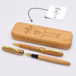 Discount HappyBulle Coffret bambou personnalisé et 2 stylos gravés 170x60 mm