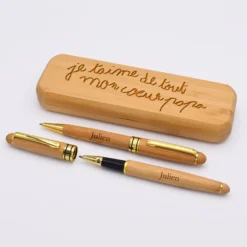 Discount HappyBulle Coffret bambou personnalisé et 2 stylos gravés 170x60 mm