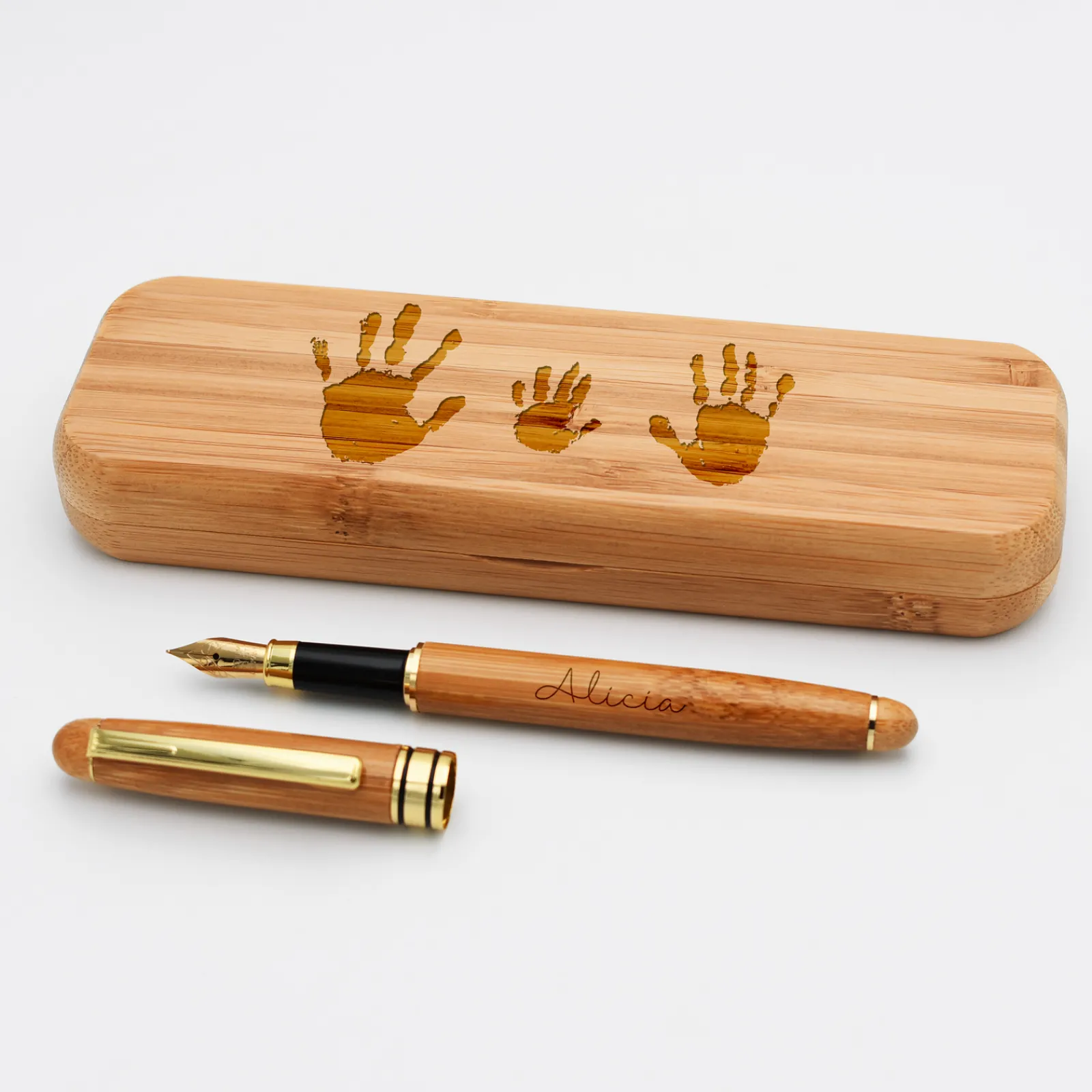 Sale HappyBulle Coffret bambou personnalisé et stylo plume gravé 172x50mm