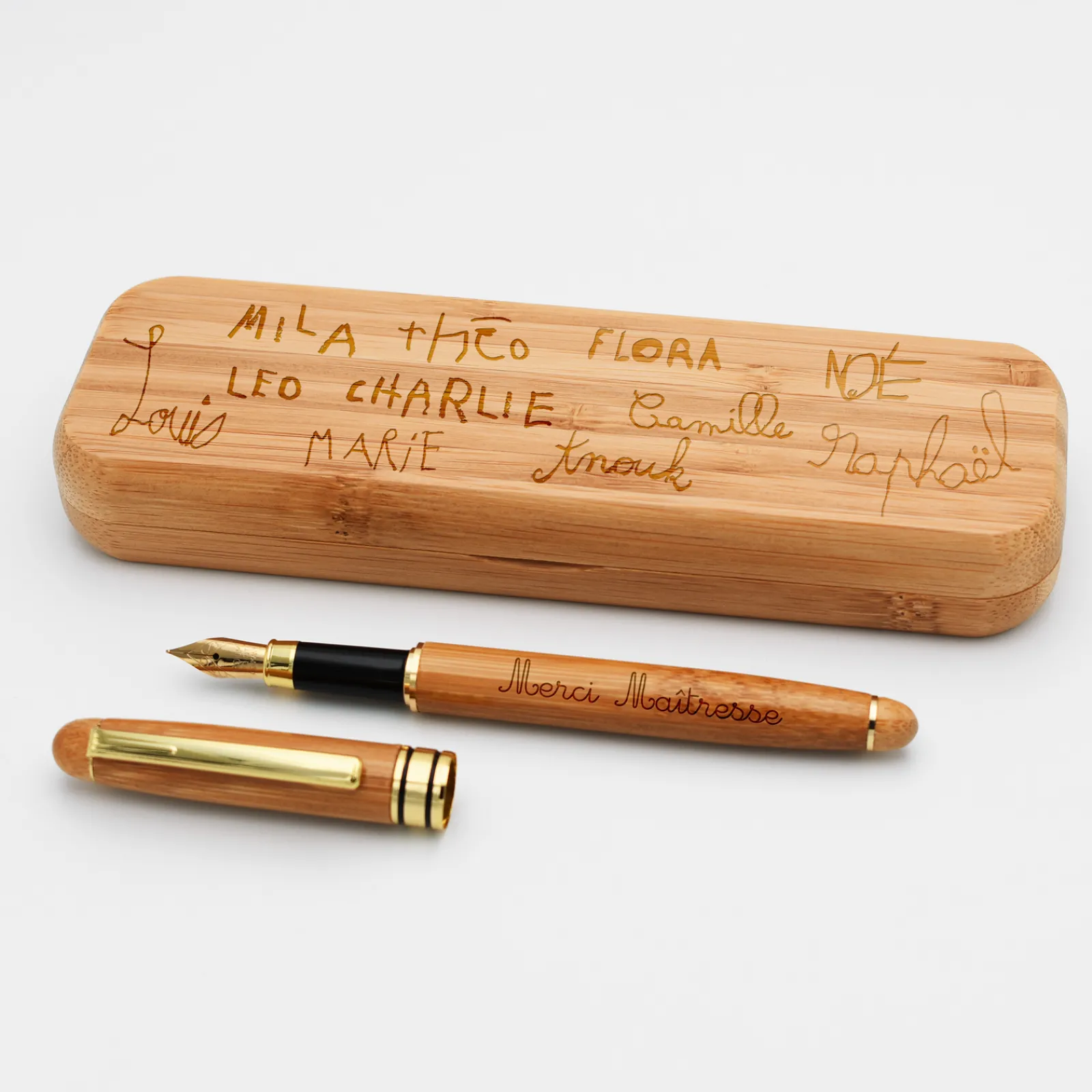 Sale HappyBulle Coffret bambou personnalisé et stylo plume gravé 172x50mm