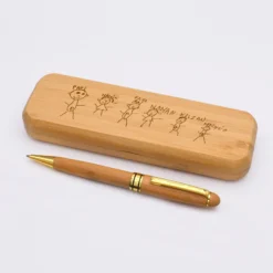 Sale HappyBulle Coffret bambou personnalisé et stylo gravé 170x54 mm - Nos petits imparfaits