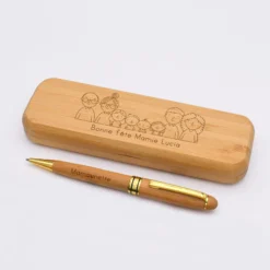 Online HappyBulle Coffret bambou personnalisé et stylo gravé 170x54 mm - édition spéciale "Famille"