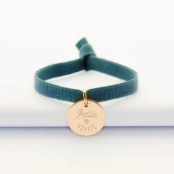 Best HappyBulle Coffret de bracelets enfant personnalisés cordons élastiques interchangeables médaille gravée plaqué or 15 mm Plaqué or 18k