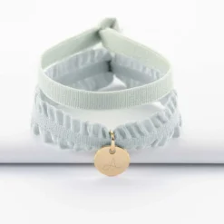 Discount HappyBulle Coffret de bracelets enfant personnalisés cordons élastiques interchangeables médaille gravée plaqué or 10 mm Plaqué or 18k
