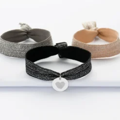 Discount HappyBulle Coffret de bracelets personnalisés cordons élastiques interchangeables médaille gravée argent 15 mm Argent rhodié 925