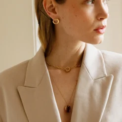 Outlet HappyBulle Collier chaine fermoir marin plaqué or