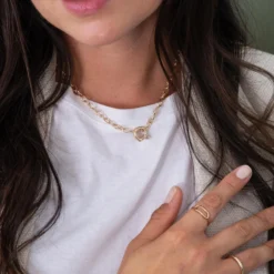 Outlet HappyBulle Collier chaine fermoir marin plaqué or