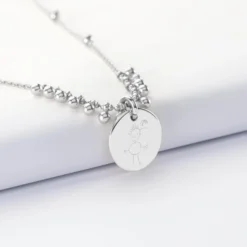 Discount HappyBulle Collier chaîne boules personnalisé médaille gravée argent 15 mm Argent rhodié 925