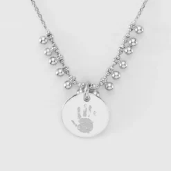 Discount HappyBulle Collier chaîne boules personnalisé médaille gravée argent 15 mm Argent rhodié 925