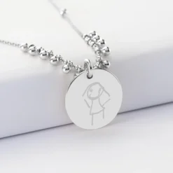 Discount HappyBulle Collier chaîne boules personnalisé médaille gravée argent 19 mm Argent rhodié 925