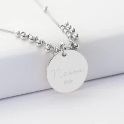 Discount HappyBulle Collier chaîne boules personnalisé médaille gravée argent 19 mm Argent rhodié 925