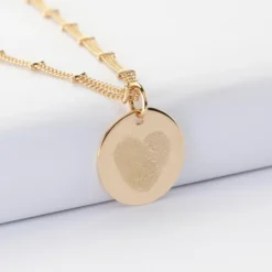 New HappyBulle Collier chaîne double personnalisé médaille gravée plaqué or 19 mm