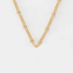 Best HappyBulle Collier chaîne double plaqué or