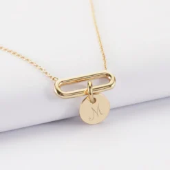 Online HappyBulle Collier chaîne ovale ouvert personnalisé médaille gravée plaqué or 10 mm Plaqué or 18k