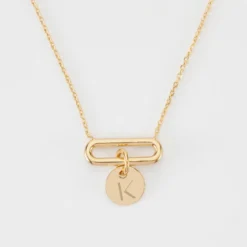 Online HappyBulle Collier chaîne ovale ouvert personnalisé médaille gravée plaqué or 10 mm Plaqué or 18k