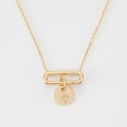 Online HappyBulle Collier chaîne ovale ouvert personnalisé médaille gravée plaqué or 10 mm Plaqué or 18k