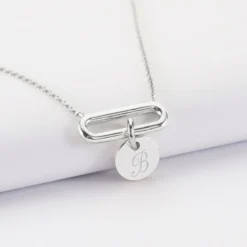 Sale HappyBulle Collier chaîne ovale ouvert personnalisé médaille gravée argent 10 mm Argent rhodié 925