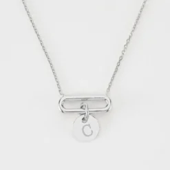 Sale HappyBulle Collier chaîne ovale ouvert personnalisé médaille gravée argent 10 mm Argent rhodié 925