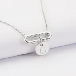 Sale HappyBulle Collier chaîne ovale ouvert personnalisé médaille gravée argent 10 mm Argent rhodié 925