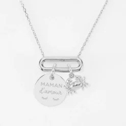 Online HappyBulle Collier chaîne ovale ouvert personnalisé médaille gravée argent 15 mm et breloque(s) summer - à composer Argent rhodié 925