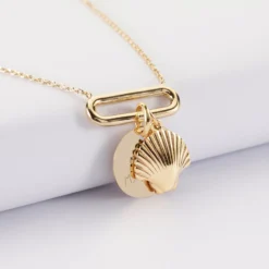 HappyBulle Collier chaîne ovale ouvert personnalisé médaille gravée plaqué or 15 mm et breloque(s) summer - à composer Plaqué or 18k