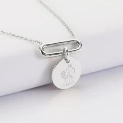 Discount HappyBulle Collier chaîne ovale ouvert personnalisé médaille gravée argent 15 mm Argent rhodié 925