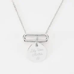 Discount HappyBulle Collier chaîne ovale ouvert personnalisé médaille gravée argent 15 mm Argent rhodié 925