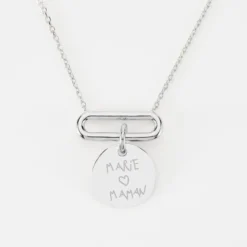 Discount HappyBulle Collier chaîne ovale ouvert personnalisé médaille gravée argent 15 mm Argent rhodié 925