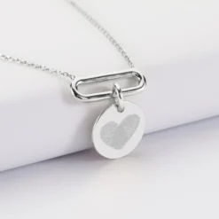 Discount HappyBulle Collier chaîne ovale ouvert personnalisé médaille gravée argent 15 mm Argent rhodié 925
