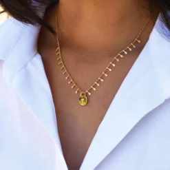 Hot HappyBulle Collier chaîne pampilles personnalisé médaille gravée plaqué or 10 mm Plaqué or 18k