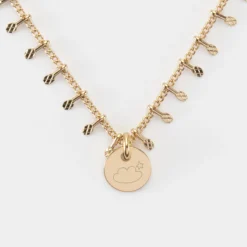 Hot HappyBulle Collier chaîne pampilles personnalisé médaille gravée plaqué or 10 mm Plaqué or 18k