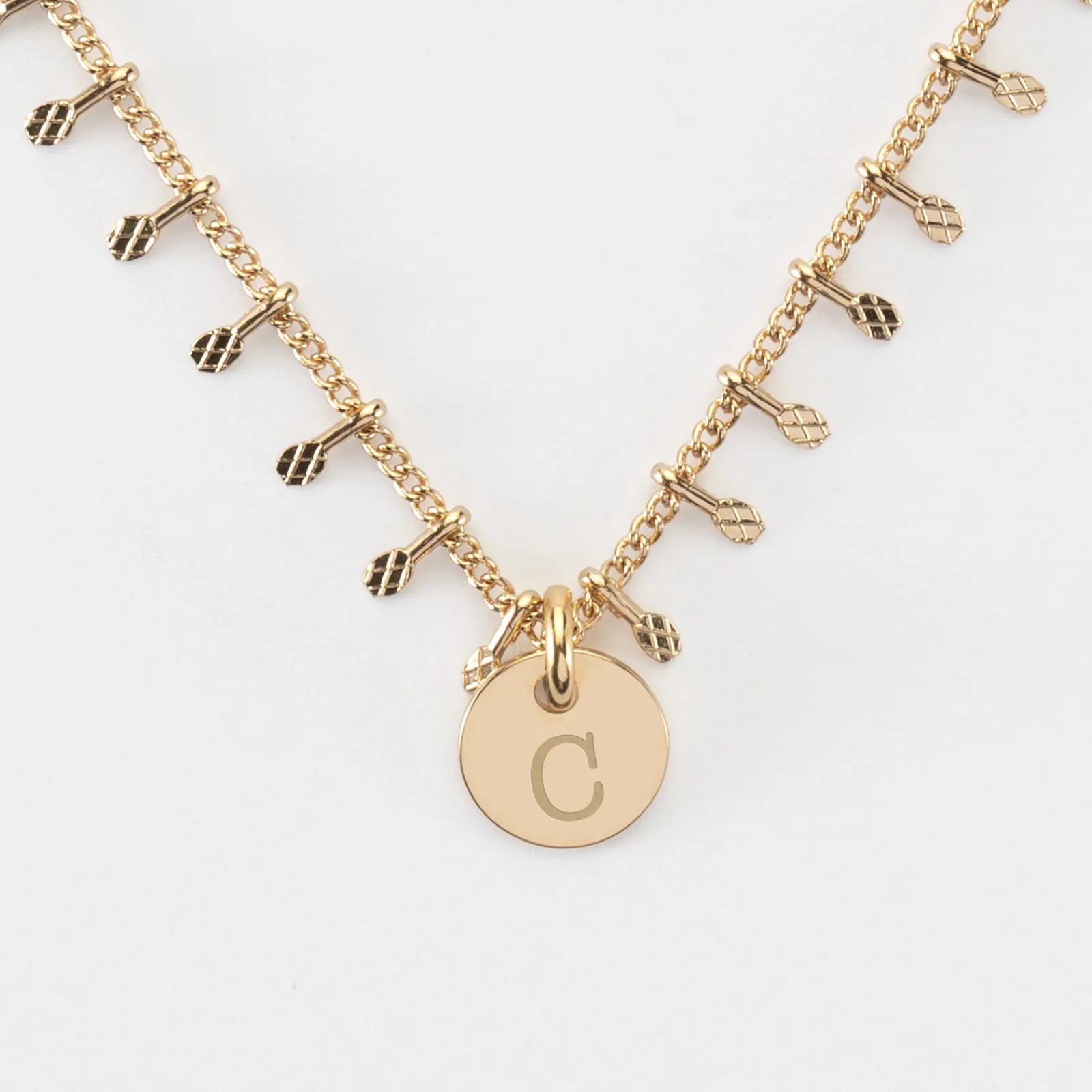Hot HappyBulle Collier chaîne pampilles personnalisé médaille gravée plaqué or 10 mm Plaqué or 18k