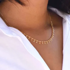 Sale HappyBulle Collier chaîne pampilles plaqué or
