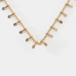 Sale HappyBulle Collier chaîne pampilles plaqué or